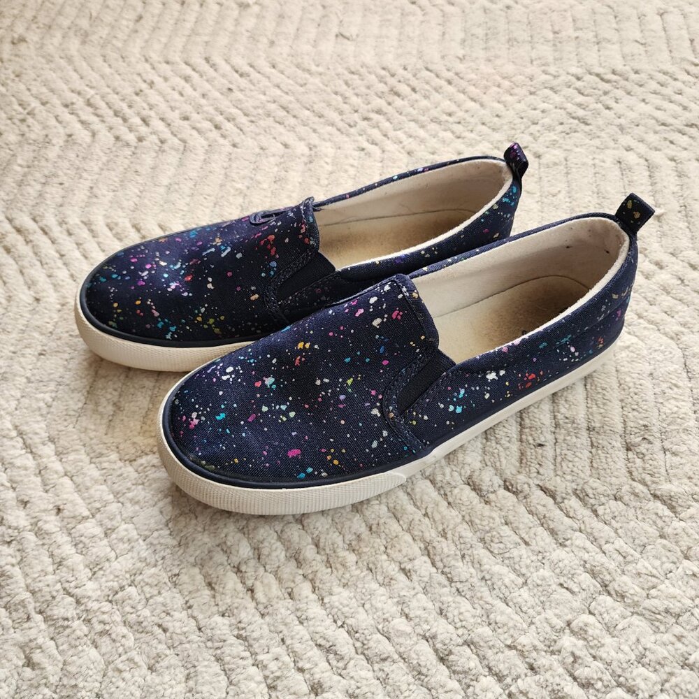 Cat & Jack Kids Slip-On Sneakers | Paint Splatter | Size 4 - Picture 2 of 10